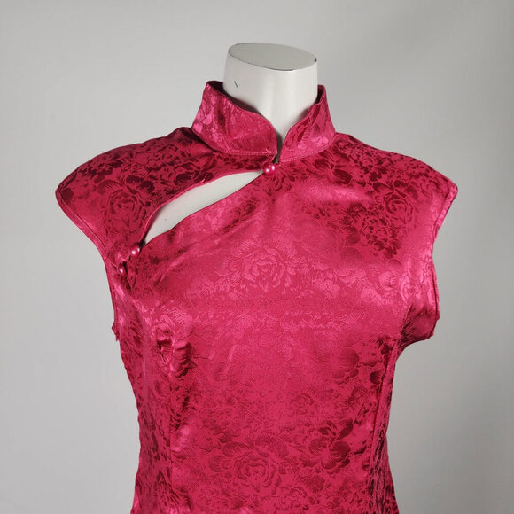 Shein Pink Cheongsam Mandarin Collar Mini Dress Size M/L - Picture 2 of 9